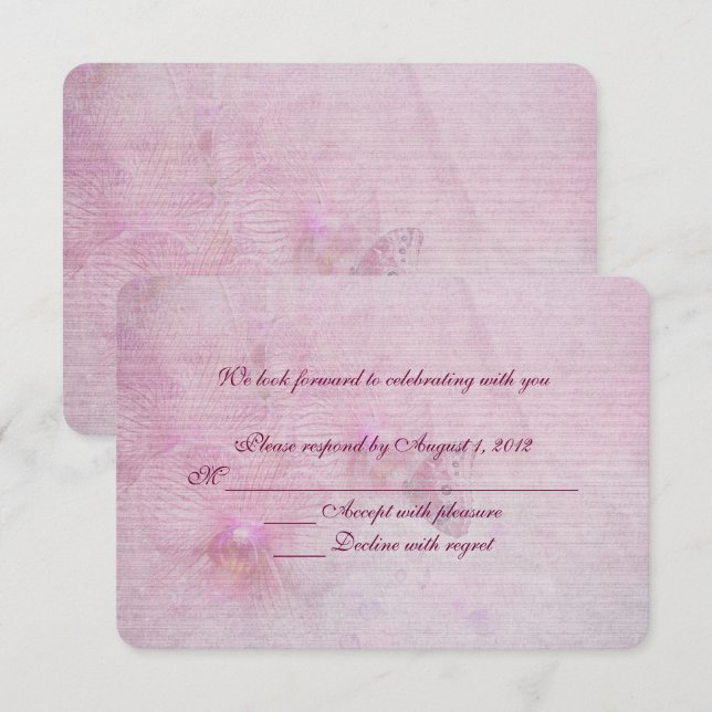 Invitation réponse de mariage à l'orchidée rose (Devant / Derrière)