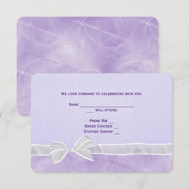 Invitation Réponse de mariage à ruban blanc (Devant / Derrière)