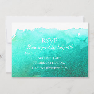 Invitation Réponse de mariage aquarelle moderne bleu sarcelle