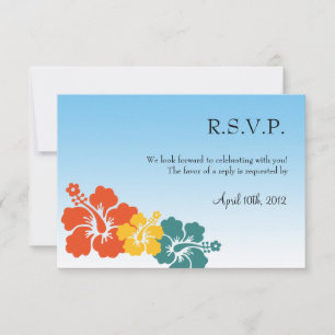 Invitation réponse de mariage aux fleurs d'hibiscus hawaïen o