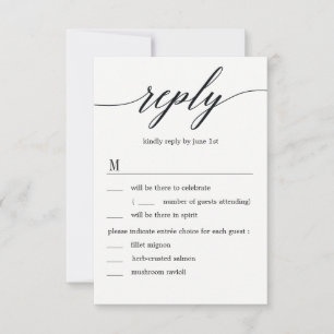 Invitation Réponse de mariage avec options de menu en script 