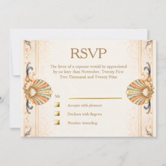 Invitation Réponse de mariage de luxe Vintage Coastal Seashel