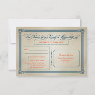 Invitation Réponse de mariage DIY Orange, sarcelle et bleu vi