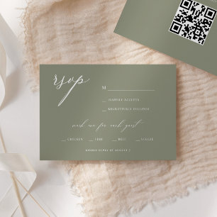 Invitation Réponse de Mariage Écriture Élégante Moderne Olive