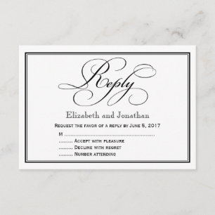 Invitation Réponse de mariage en calligraphie noir et blanc