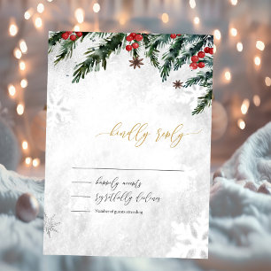 Invitation Réponse de Mariage Flocon de Neige Branches d'Hive