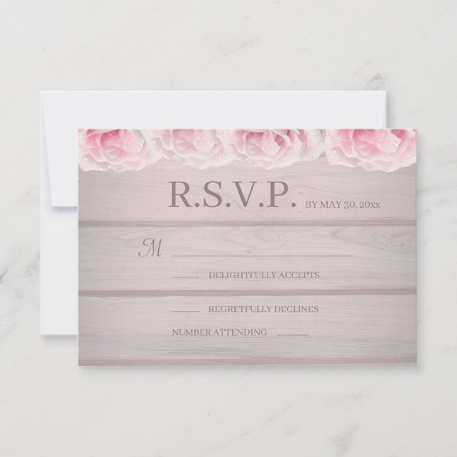 Invitation Réponse de mariage floral chic rustique aux roses  (Devant)