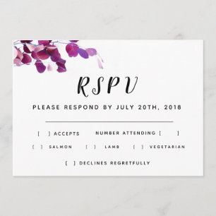 Invitation Réponse de mariage floral violet