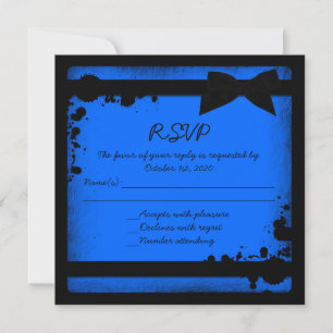 Invitation Réponse de mariage grunge ruban noir bleu néon