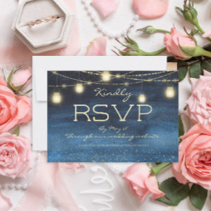 Invitation Réponse de mariage Lanternes Guirlandes dorées Ble