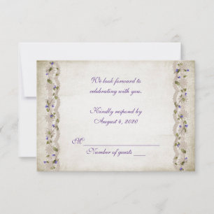 Invitation Réponse de mariage lierre et dentelle