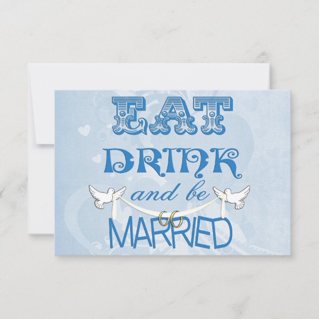 Invitation Réponse de mariage moderne bleu (Devant)