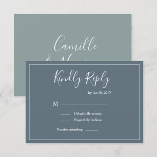 Invitation Réponse de mariage moderne élégant bleu blanc vert