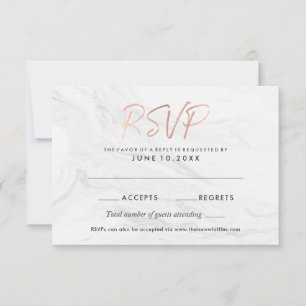 Invitation Réponse de mariage moderne en marbre blanc et or r