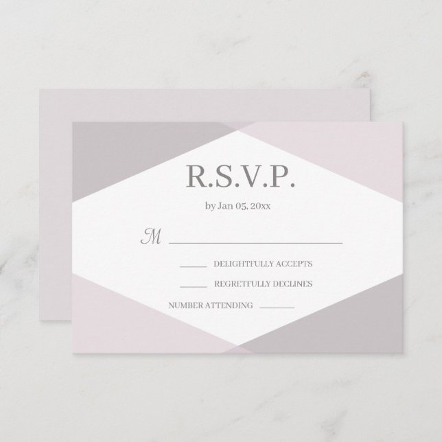 Invitation Réponse de mariage moderne géométrique rose blanc (Devant / Derrière)