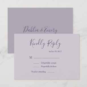 Invitation Réponse de mariage moderne lilas lavande pastel él