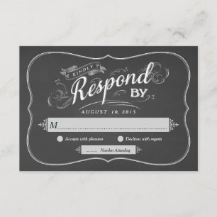 Invitation Réponse de mariage RSVP Art de script de tableau n