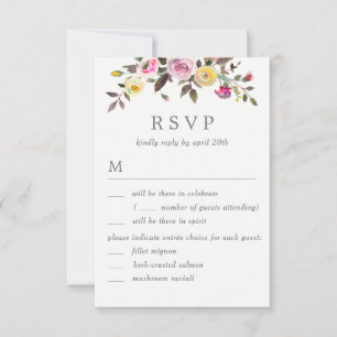 Invitation Réponse de mariage simplement jolie avec options d