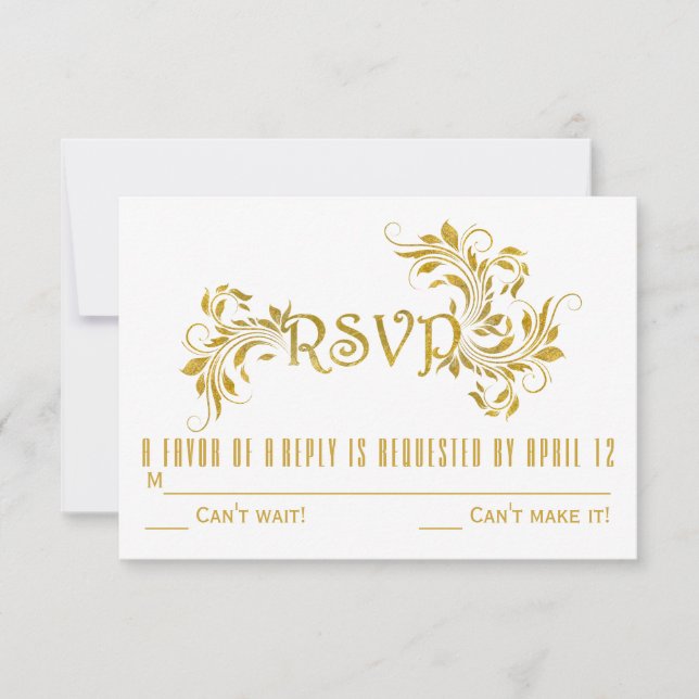 Invitation Réponse de RSVP de mariage floral à feuille en rou (Devant)