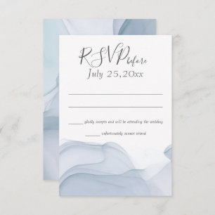 Invitation Réponse du Mariage bleu de mouvement aquarelle