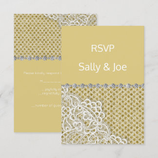 Invitation Réponse du Mariage de dentelle de dentelle d'or BR