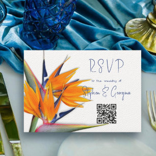 Invitation Réponse du mariage QR Code Bird of Paradise Cards
