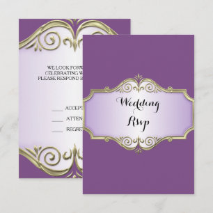 Invitation Réponse élégante antique satin Mariage RSVP