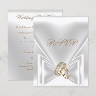 Invitation Réponse élégante événement or argent blanc