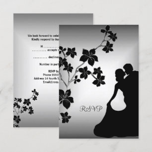 Invitation Réponse élégante événement or argent blanc