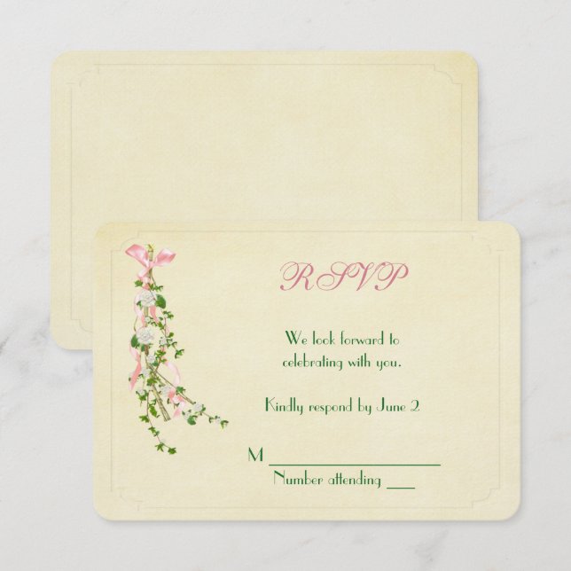Invitation Réponse pour la brindille florale de mariage (Devant / Derrière)