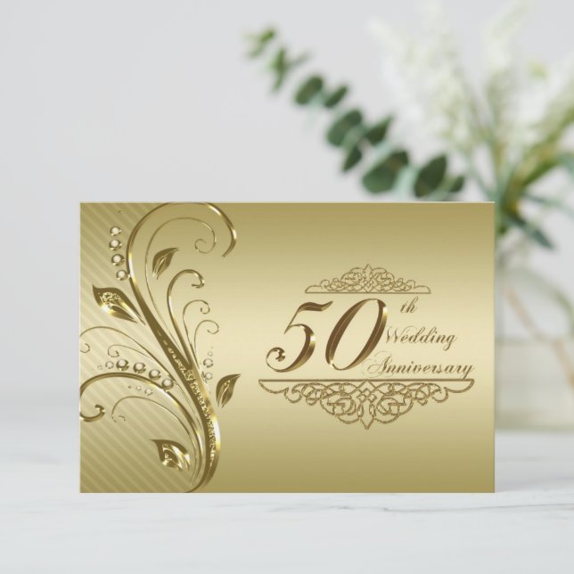 Invitation Réponse pour les 50 ans de mariage d'or (Debout devant)