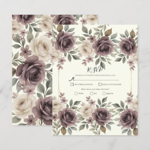 Invitation Réponse pour mariage botanique Mauve Poussiéreux e