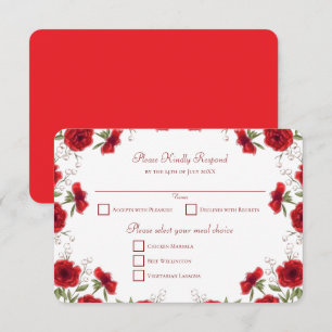 Invitation Réponse RSVP de mariage romantique à la rose rouge
