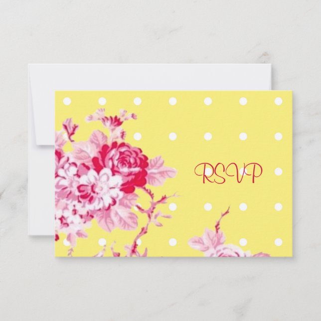 Invitation Réponse RSVP de réception de mariage avec des rose (Devant)
