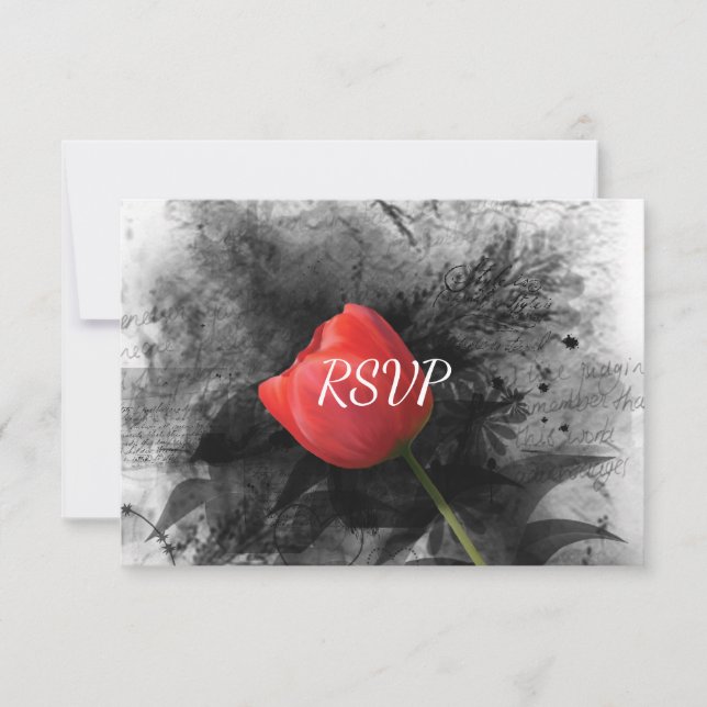 Invitation Réponse RSVP de réception de mariage Red Tulip (Devant)