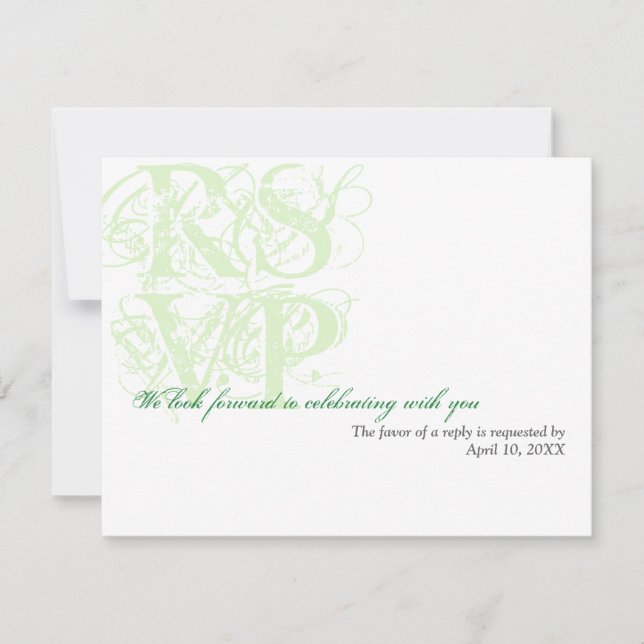 Invitation Réponse RSVP d'enclosure de mariage grunge vert me (Devant)