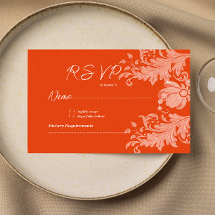 Invitation Réponse RSVP en dentelle florale orange cannelle b