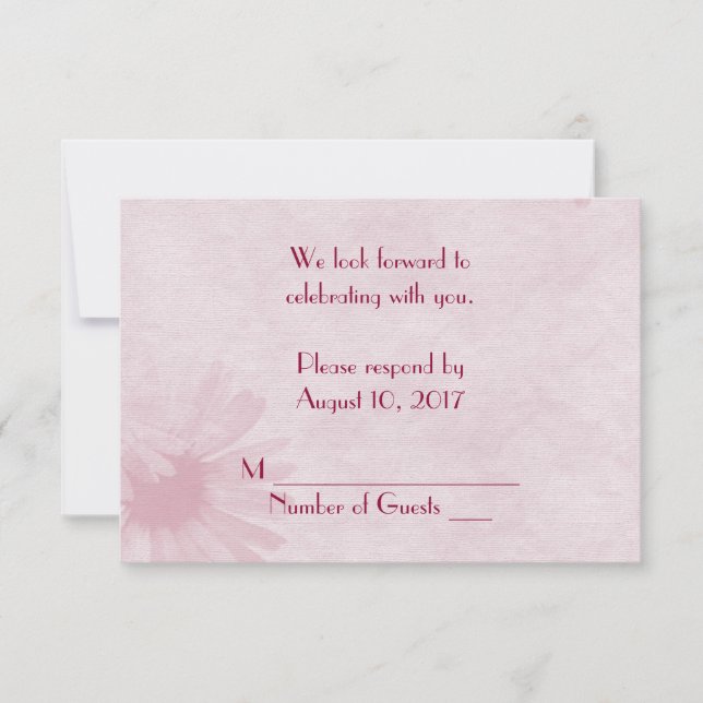 Invitation Réponse RSVP Fleur Rose (Devant)