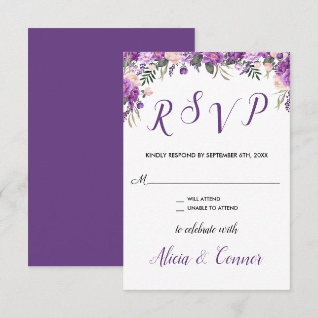Invitation Réponse RSVP Florale Printemps Été (Devant / Derrière)