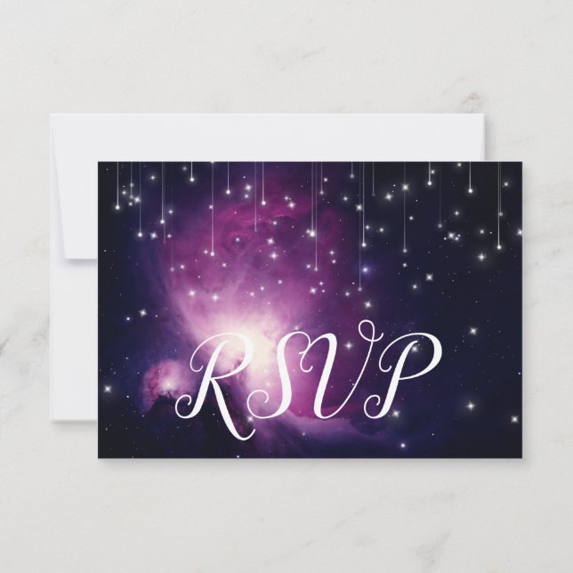 Invitation Réponse RSVP Galaxie Violette Étoiles Célestes (Dos)