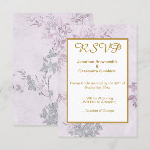 INVITATION REPONSE RSVP MARIAGE VINTAGE LILAS FLEURI