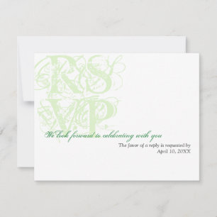 Invitation Réponse RSVP pour l'encart de mariage grunge vert 