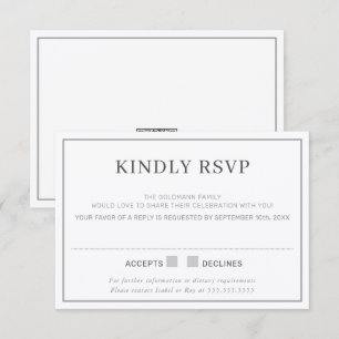 Invitation RÉPONSE RSVP simple bordure minimale grise