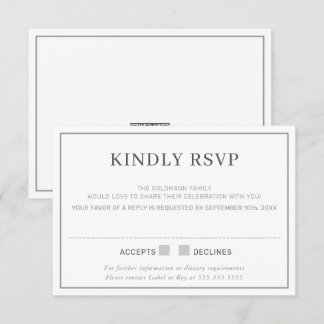 Invitation RÉPONSE RSVP simple bordure minimale grise