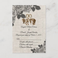 Réponses de mariage sur lin avec des roses noires 