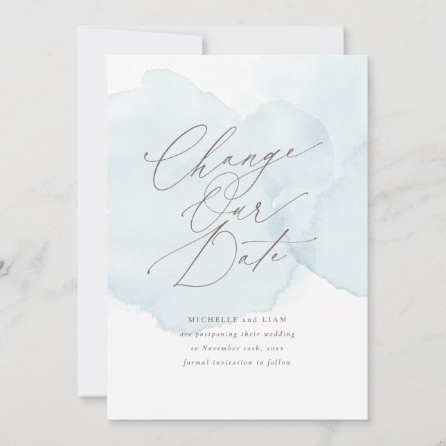 Invitation Report de date avec lavis d'aquarelle douce Change (Devant)