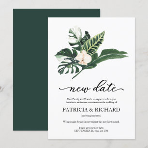 Invitation Report de mariage à nouvelle date Fleur tropicale