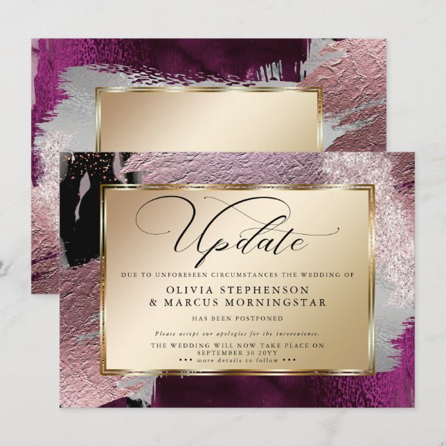 Invitation Report Moderne Abstrait de Vin de Cassis Gras (Devant / Derrière)