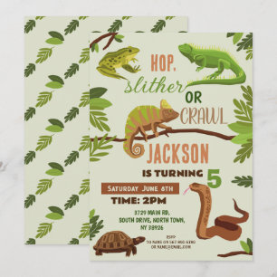 Invitation Reptiles Serpent fête d'anniversaire Lizard Frogs