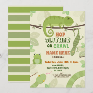 Invitation Reptiles Snake Anniversaire Fête Lizard Snakes Igu